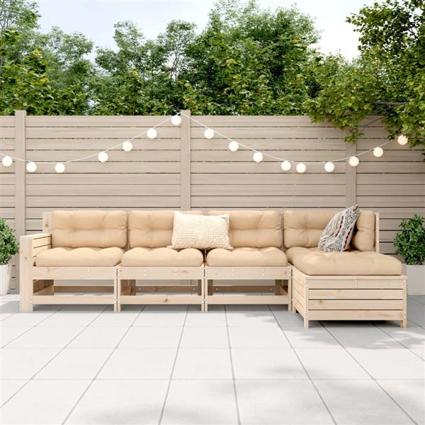 Grote foto vidaxl 5 delige loungeset massief grenenhout tuin en terras tuinmeubelen