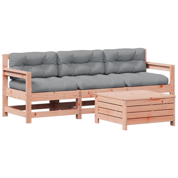 Grote foto vidaxl 4 delige loungeset met kussens massief douglashout tuin en terras tuinmeubelen