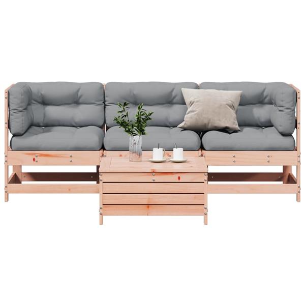 Grote foto vidaxl 4 delige loungeset met kussens massief douglashout tuin en terras tuinmeubelen