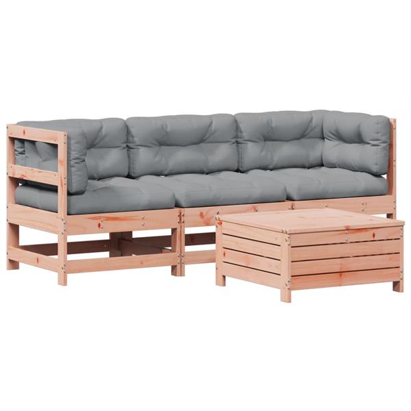 Grote foto vidaxl 4 delige loungeset met kussens massief douglashout tuin en terras tuinmeubelen