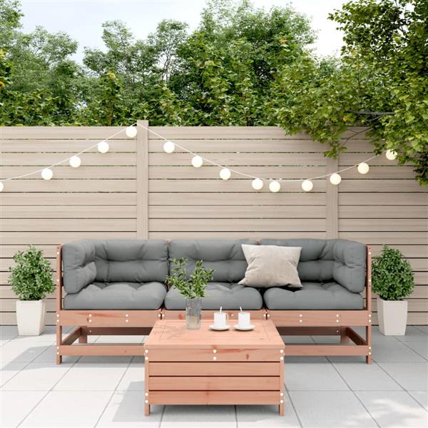 Grote foto vidaxl 4 delige loungeset met kussens massief douglashout tuin en terras tuinmeubelen