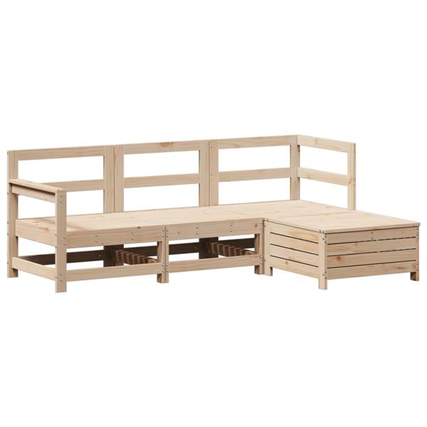 Grote foto vidaxl 4 delige loungeset massief grenenhout tuin en terras tuinmeubelen