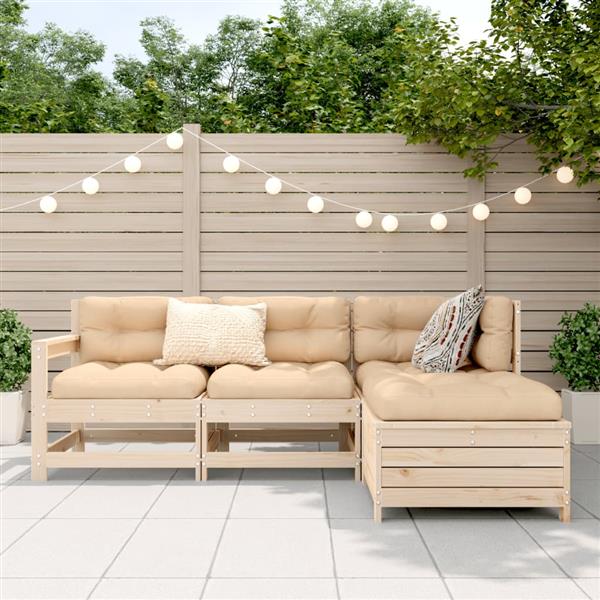 Grote foto vidaxl 4 delige loungeset massief grenenhout tuin en terras tuinmeubelen