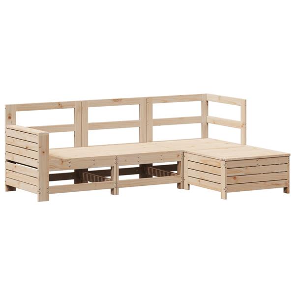 Grote foto vidaxl 4 delige loungeset massief grenenhout tuin en terras tuinmeubelen