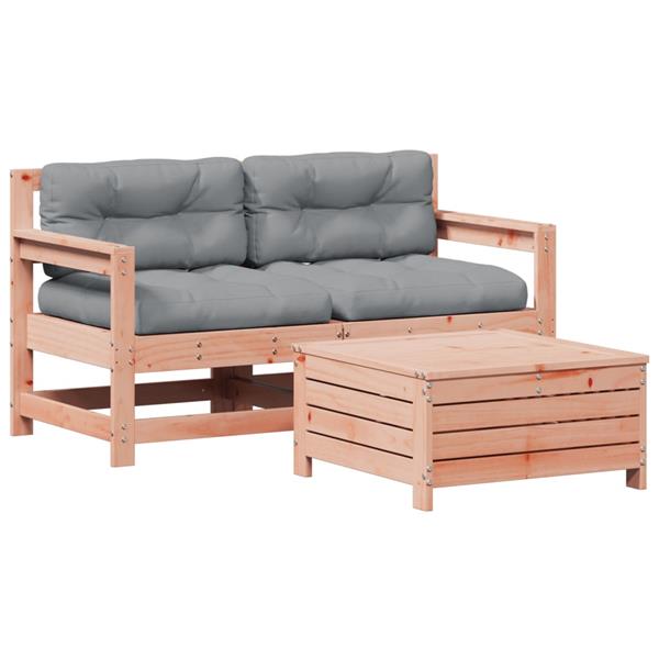 Grote foto vidaxl 3 delige loungeset met kussens massief douglashout tuin en terras tuinmeubelen
