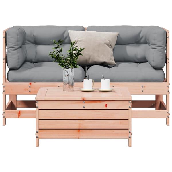 Grote foto vidaxl 3 delige loungeset met kussens massief douglashout tuin en terras tuinmeubelen
