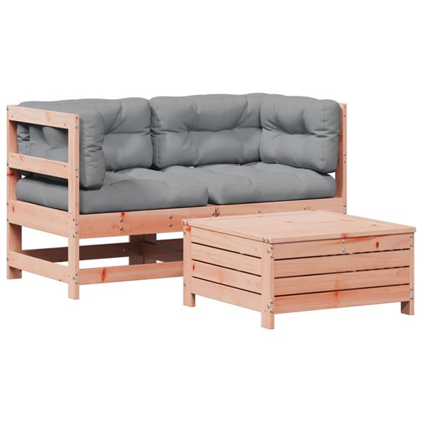 Grote foto vidaxl 3 delige loungeset met kussens massief douglashout tuin en terras tuinmeubelen