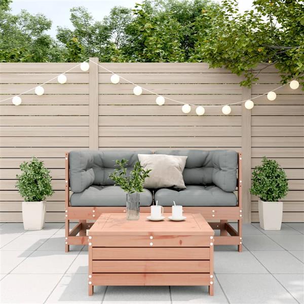 Grote foto vidaxl 3 delige loungeset met kussens massief douglashout tuin en terras tuinmeubelen