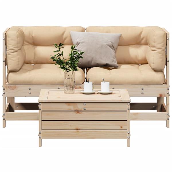 Grote foto vidaxl 3 delige loungeset met kussens massief grenenhout tuin en terras tuinmeubelen
