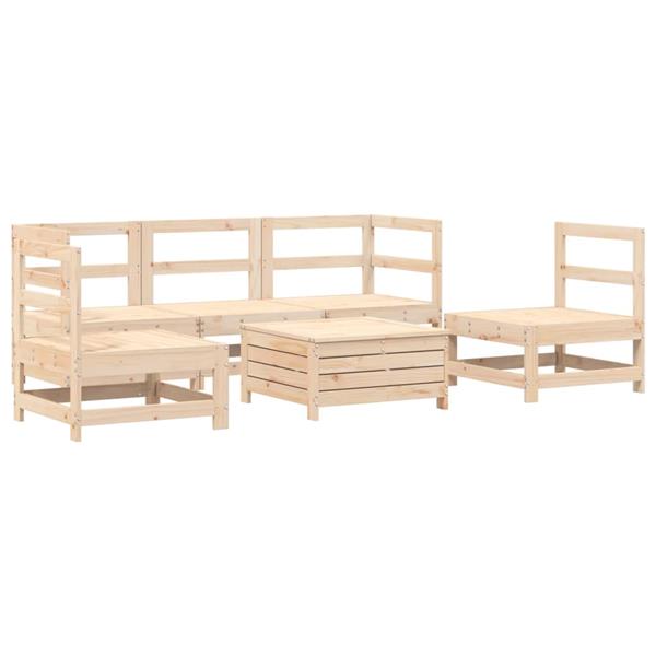 Grote foto vidaxl 6 delige loungeset massief grenenhout tuin en terras tuinmeubelen