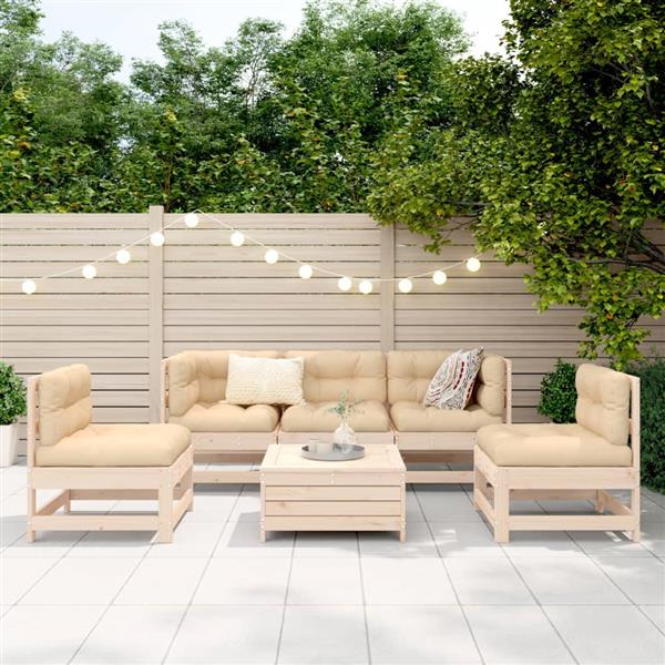 Grote foto vidaxl 6 delige loungeset massief grenenhout tuin en terras tuinmeubelen
