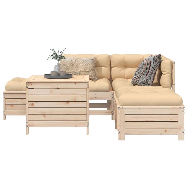 Grote foto vidaxl 6 delige loungeset massief grenenhout tuin en terras tuinmeubelen
