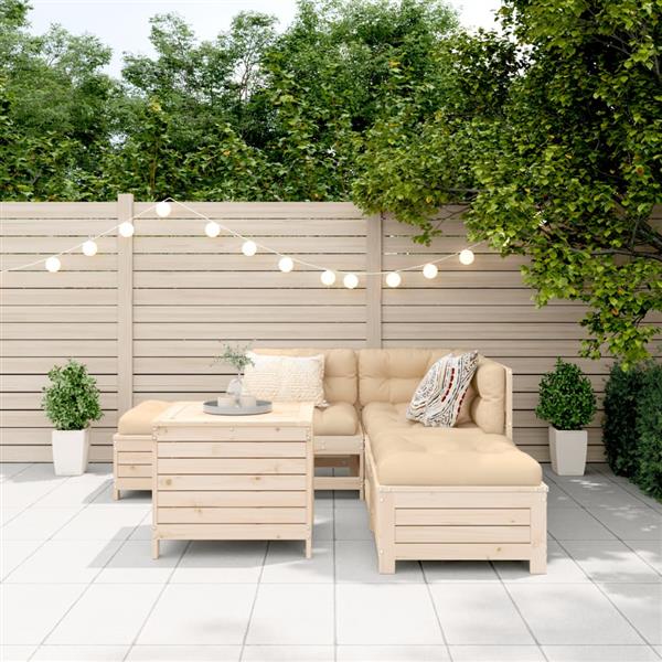 Grote foto vidaxl 6 delige loungeset massief grenenhout tuin en terras tuinmeubelen