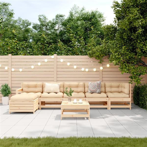 Grote foto vidaxl 7 delige loungeset massief grenenhout tuin en terras tuinmeubelen
