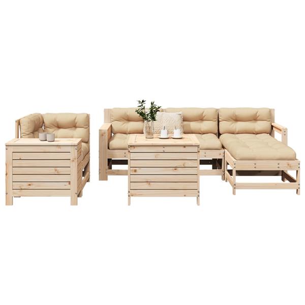 Grote foto vidaxl 7 delige loungeset massief grenenhout tuin en terras tuinmeubelen