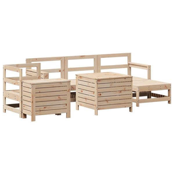 Grote foto vidaxl 7 delige loungeset massief grenenhout tuin en terras tuinmeubelen