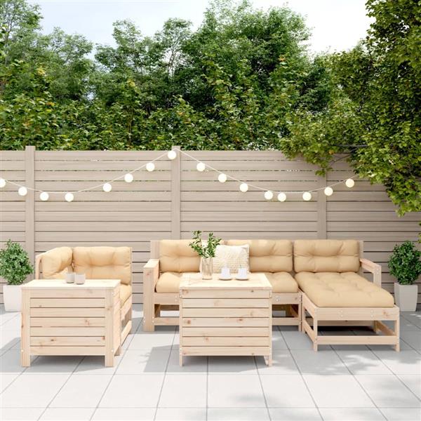 Grote foto vidaxl 7 delige loungeset massief grenenhout tuin en terras tuinmeubelen