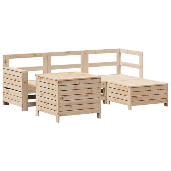 Grote foto vidaxl 5 delige loungeset massief grenenhout tuin en terras tuinmeubelen
