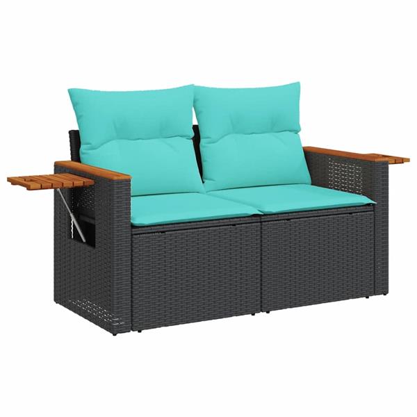 Grote foto vidaxl 5 delige loungeset met kussens poly rattan zwart tuin en terras tuinmeubelen