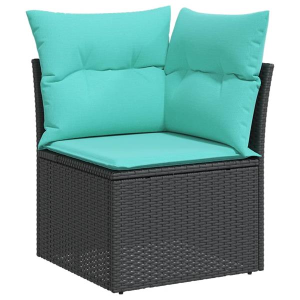 Grote foto vidaxl 5 delige loungeset met kussens poly rattan zwart tuin en terras tuinmeubelen