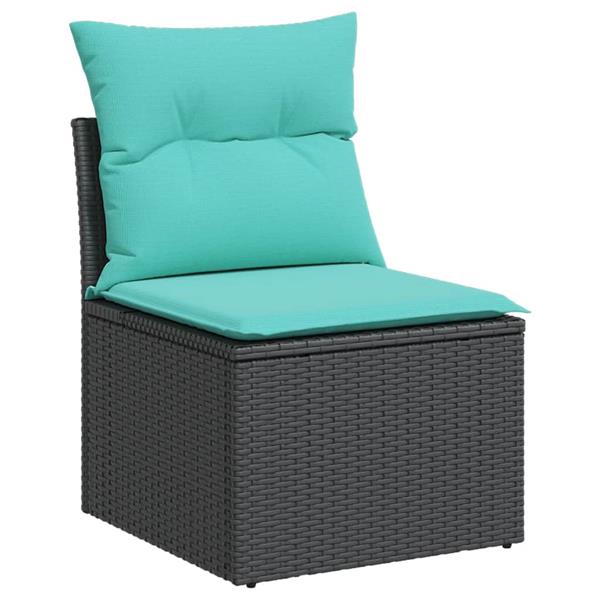 Grote foto vidaxl 5 delige loungeset met kussens poly rattan zwart tuin en terras tuinmeubelen