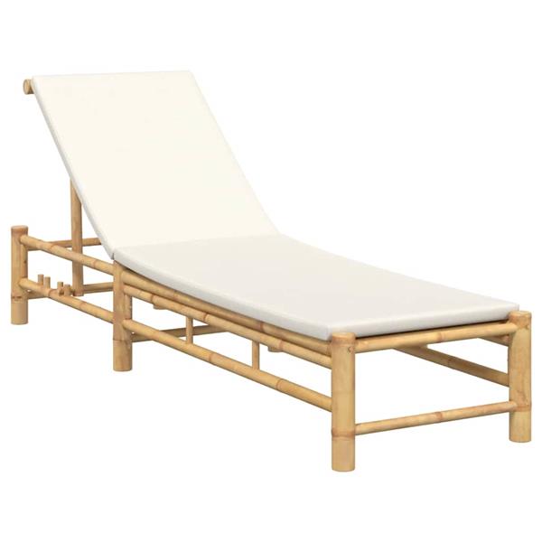 Grote foto vidaxl ligstoel met kussens 55x199x30 cm bamboe tuin en terras tuinmeubelen
