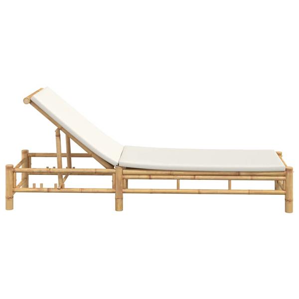 Grote foto vidaxl ligstoel met kussens 55x199x30 cm bamboe tuin en terras tuinmeubelen