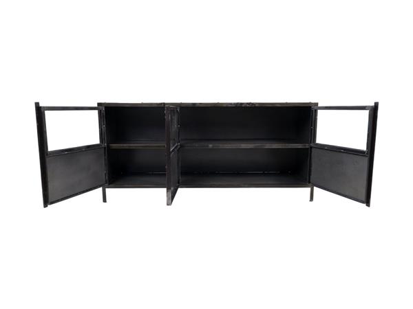 Grote foto dressoir brooklyn 150x40x70 cm grijs metaal en glas huis en inrichting eettafels