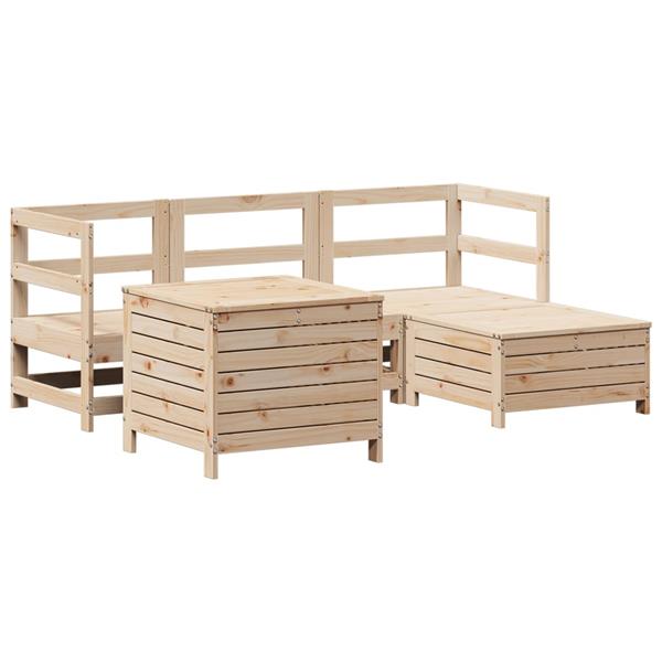 Grote foto vidaxl 5 delige loungeset massief grenenhout tuin en terras tuinmeubelen