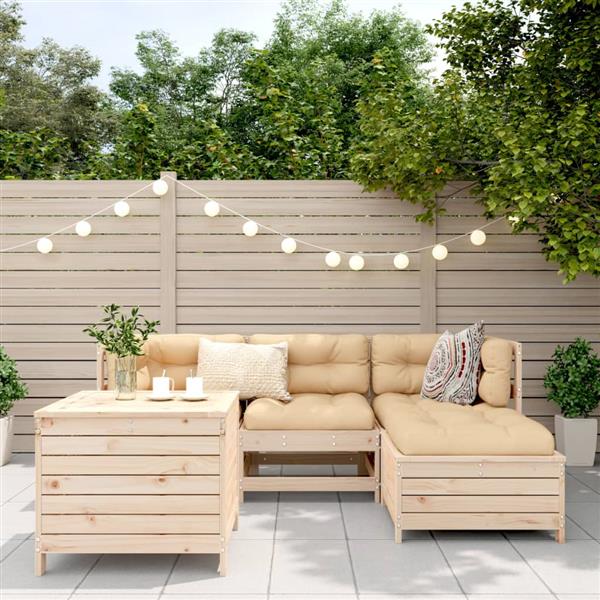 Grote foto vidaxl 5 delige loungeset massief grenenhout tuin en terras tuinmeubelen
