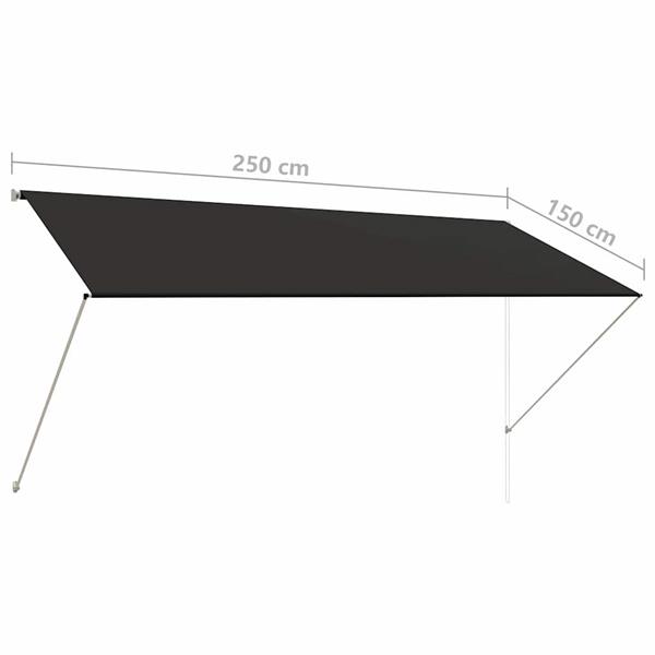 Grote foto vidaxl luifel uittrekbaar 250x150 cm antraciet tuin en terras overige tuin en terras