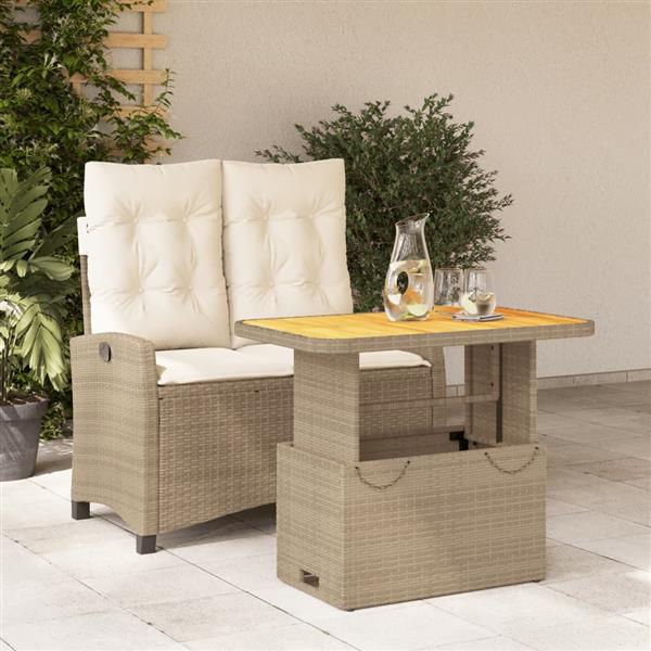 Grote foto vidaxl 2 delige tuinset met kussens poly rattan beige tuin en terras tuinmeubelen