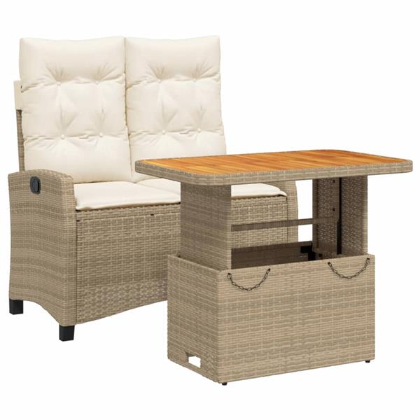 Grote foto vidaxl 2 delige tuinset met kussens poly rattan beige tuin en terras tuinmeubelen