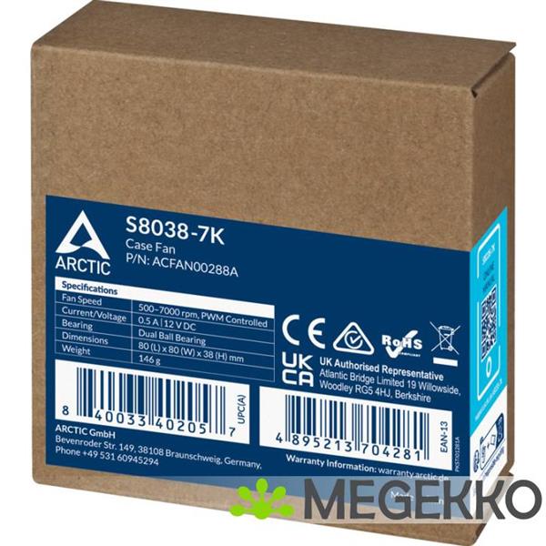 Grote foto arctic s8038 7k processor ventilator 8 cm zwart 1 stuk s computers en software overige computers en software