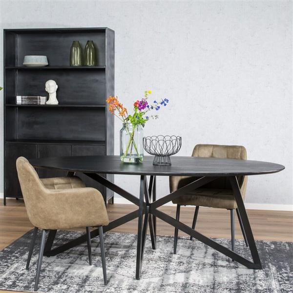 Grote foto eettafel oslo ovaal zwart acasia web leg 200x100x76 cm huis en inrichting eettafels