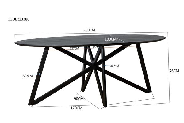 Grote foto eettafel oslo ovaal zwart acasia web leg 200x100x76 cm huis en inrichting eettafels