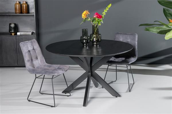 Grote foto eettafel oslo zwart rond acacia hout 120 cm huis en inrichting eettafels
