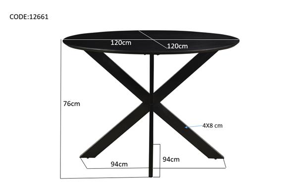 Grote foto eettafel oslo zwart rond acacia hout 120 cm huis en inrichting eettafels