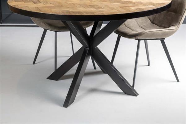 Grote foto eettafel accent rond 130 cm teakhout visgraat motief huis en inrichting eettafels