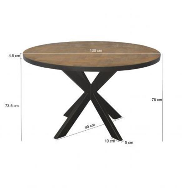 Grote foto eettafel accent rond 130 cm teakhout visgraat motief huis en inrichting eettafels