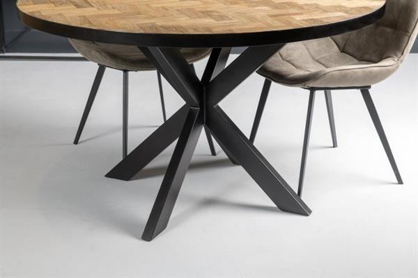 Grote foto eettafel accent rond 130 cm teakhout visgraat motief huis en inrichting eettafels