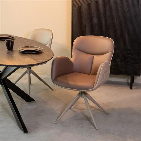 Grote foto eetkamerstoel lasse 60x65x90 cm bruin microvezel taupe canyon taupe metaal leverbaar in week 20 huis en inrichting stoelen