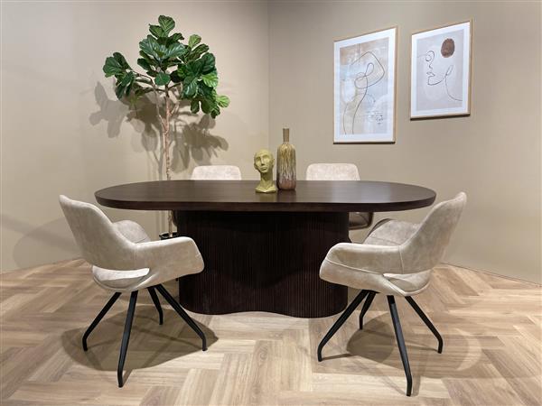Grote foto eetkamerstoel capp beige velvet draaibaar bestseller huis en inrichting stoelen