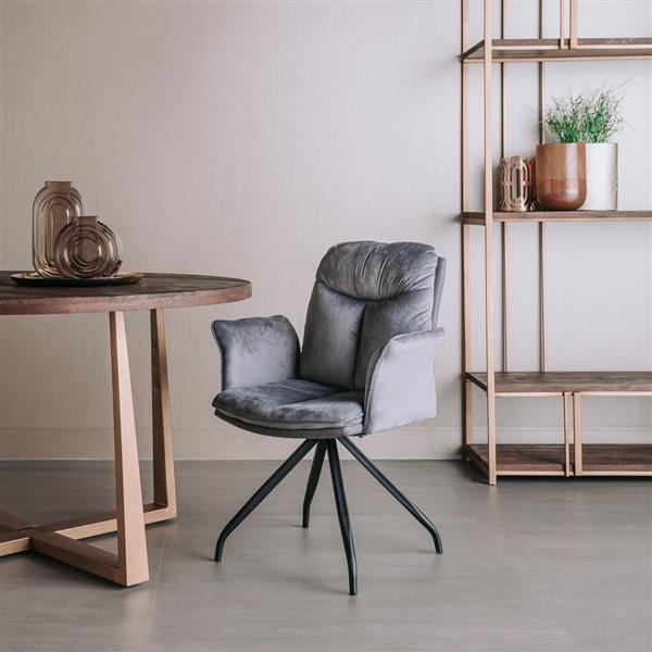 Grote foto eetkamerstoel rota draaibaar lush grey zwart met armleuning huis en inrichting stoelen
