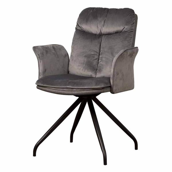 Grote foto eetkamerstoel rota draaibaar lush grey zwart met armleuning huis en inrichting stoelen