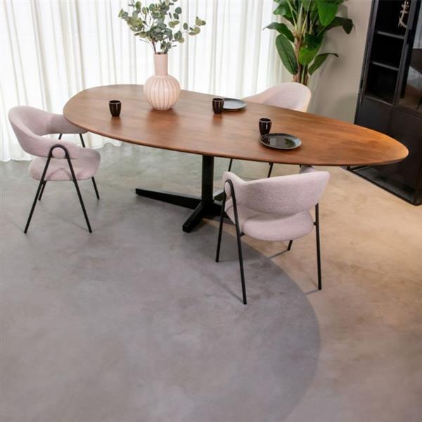 Grote foto eettafel rosie 260x110x76 cm nature smooth mangohout zwart metaal huis en inrichting eettafels