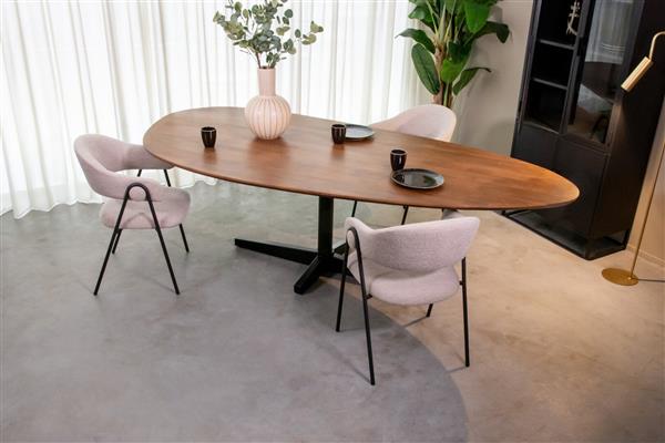 Grote foto eettafel rosie 260x110x76 cm nature smooth mangohout zwart metaal huis en inrichting eettafels