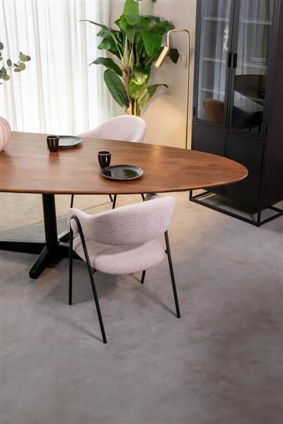 Grote foto eettafel rosie 260x110x76 cm nature smooth mangohout zwart metaal huis en inrichting eettafels
