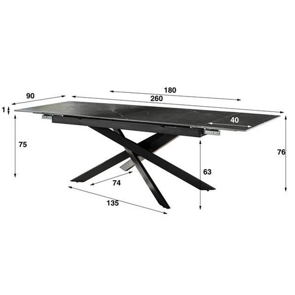 Grote foto uitschuiftafel ceramic 180 260 cm huis en inrichting eettafels