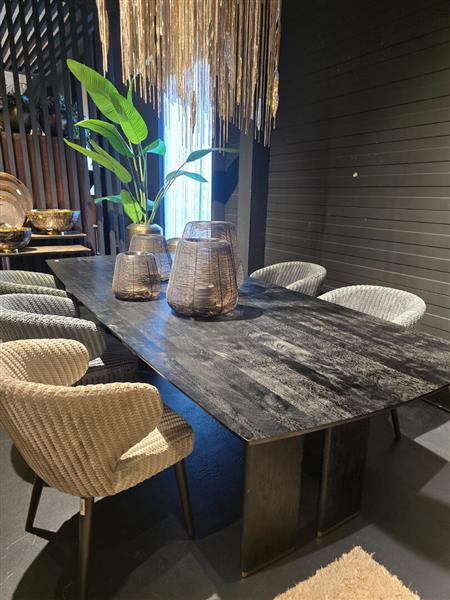 Grote foto eettafel liber zwart mangohout koper gouden rand 200 cm huis en inrichting eettafels